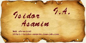 Isidor Ašanin vizit kartica